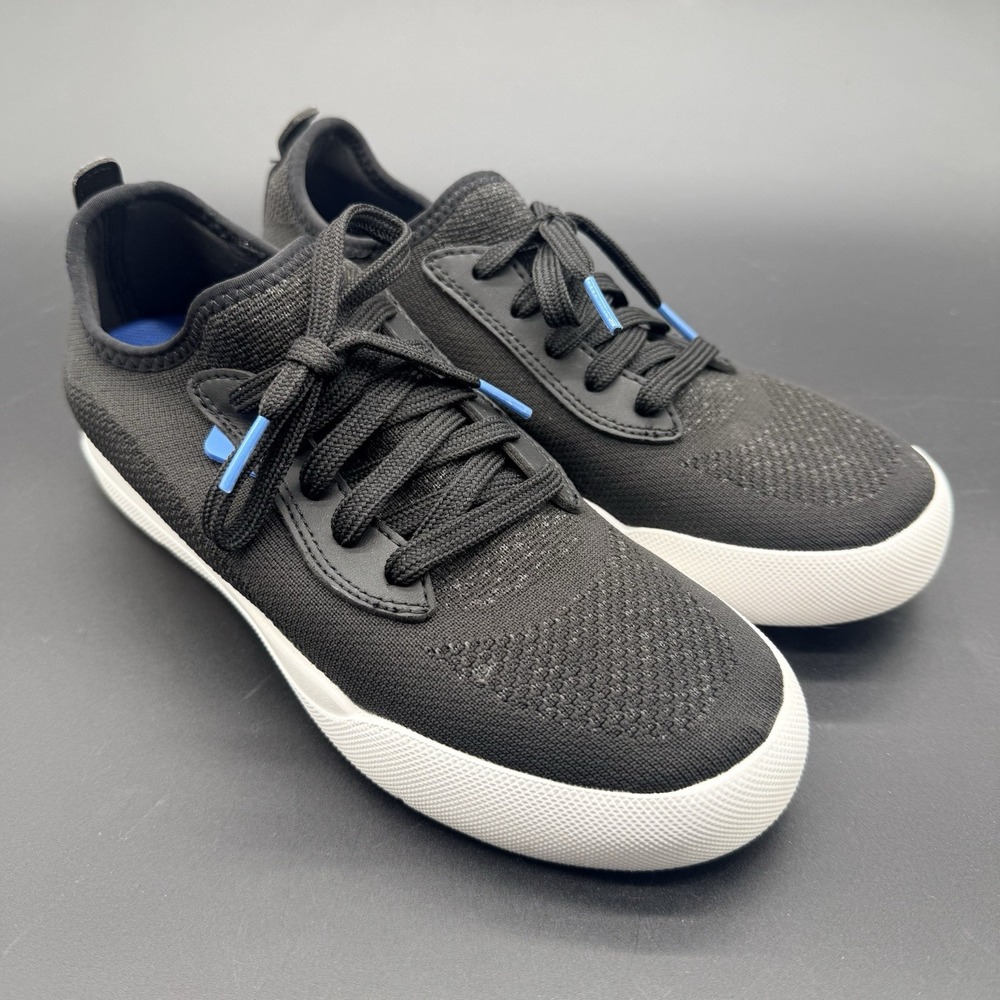 Vessi Weekend Sneaker Women's Size 8 Black Blue Waterproof Knit Lace Up Shoes